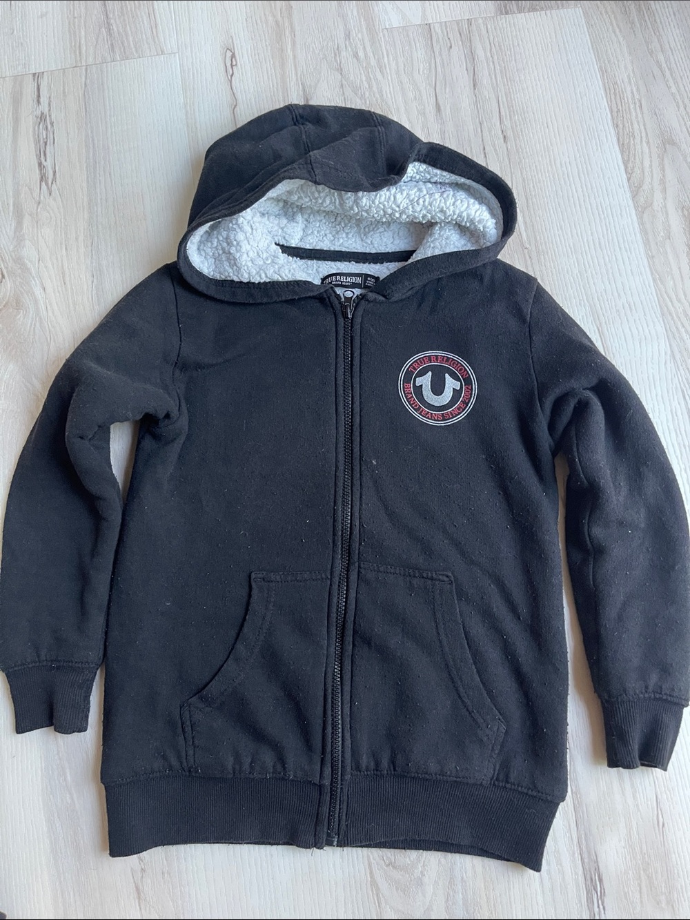 True Religion Kids Black Hooded Sherpa Zip Sweatshirt